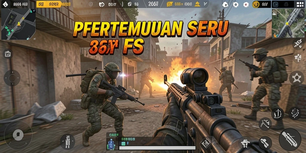 Tampilan seru gameplay FPS di 666F dengan grafis memukau.