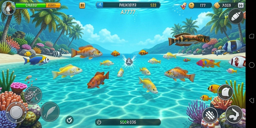 Tampilan gameplay A7777 menampilkan serunya menembak ikan di lautan.