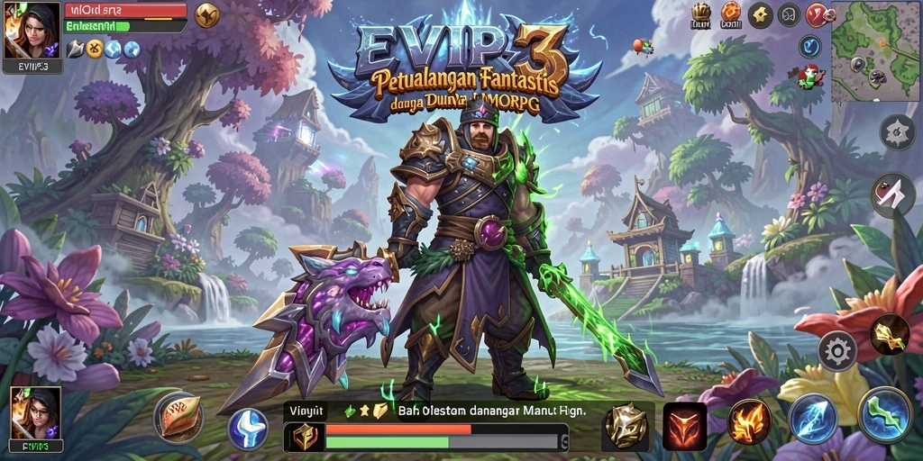 Tampilan gameplay yang menarik dalam dunia MMORPG penuh petualangan.