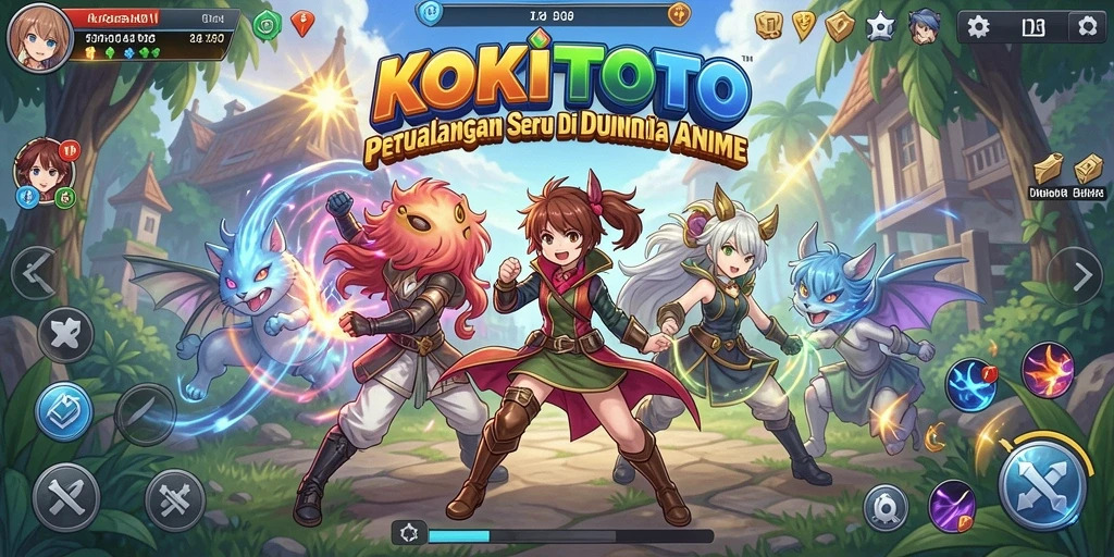 Tampilan permainan KOKITOTO dengan grafis anime yang menakjubkan.