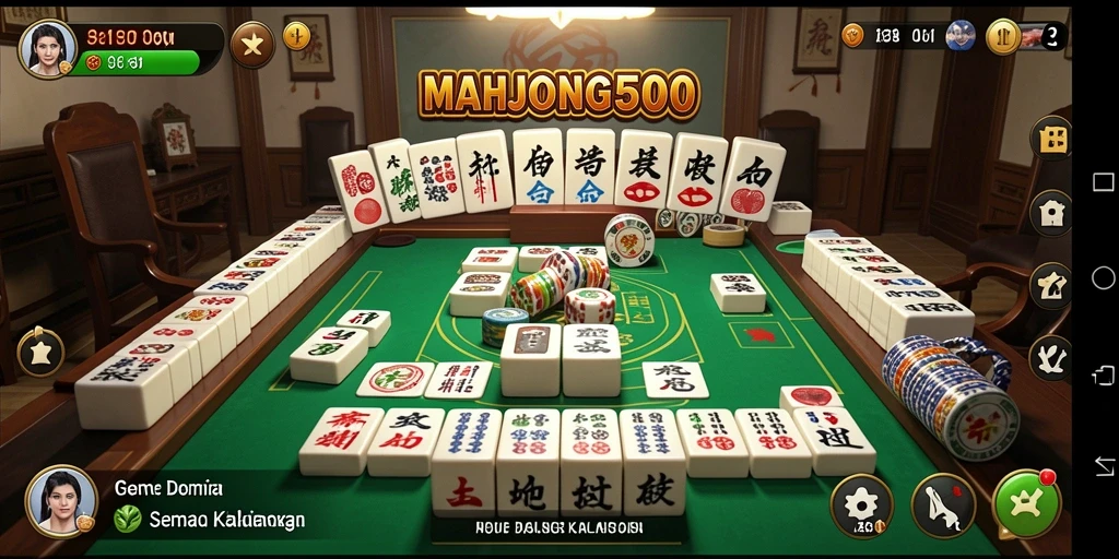 Tangkapan layar gameplay MAHJONG500 menampilkan momen seru saat bermain Domino.