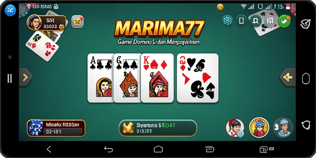 Screenshot permainan MARIMA77 yang menampilkan keseruan gameplay Domino.