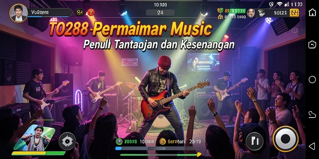 Screenshot TO288 menampilkan gameplay penuh semangat dan irama musik.