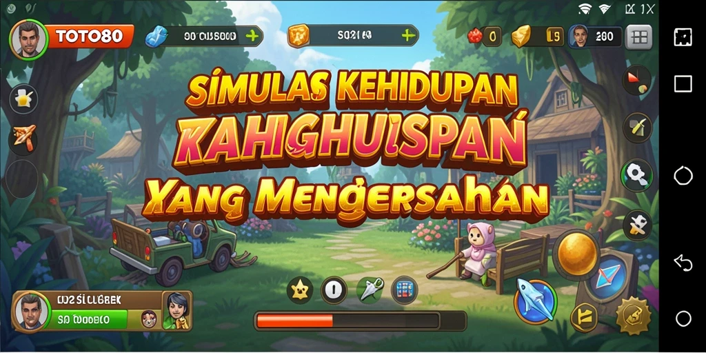 Tangkapan layar TOTO80 yang menunjukkan gameplay simulasi yang mendalam.