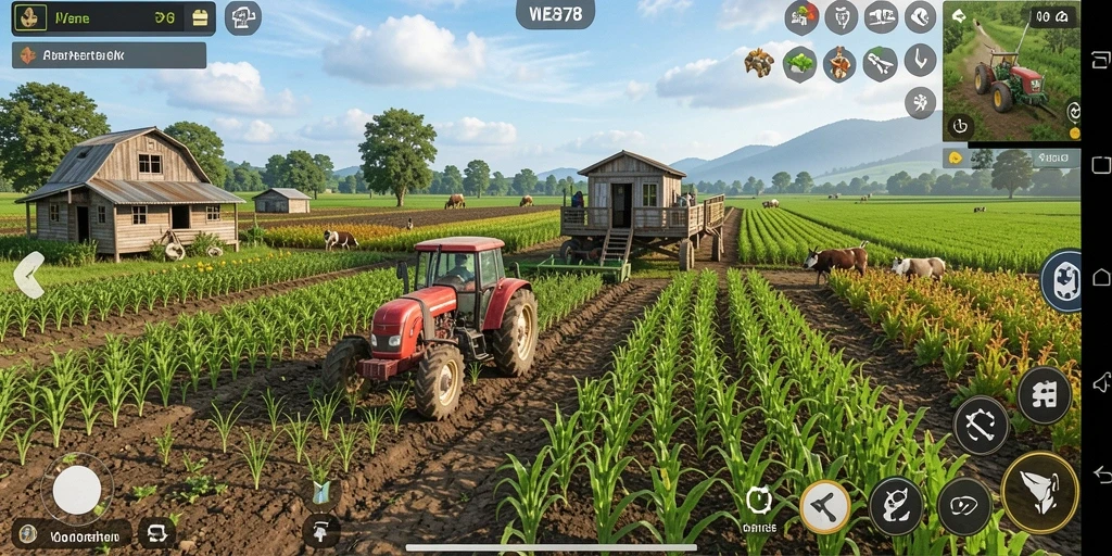 Tampilan menarik dari gameplay pertanian dalam WE878.